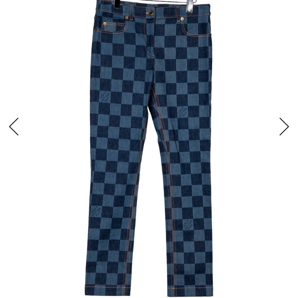 Louis Vuitton Blue Checkerboard Jeans